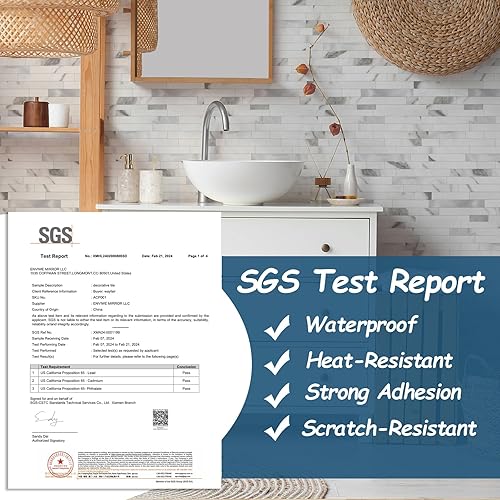 Miniatura 4 de Yipscazo Azulejos de metal de piedra para despegar y pegar, azulejos adhesivos para cocina, baño, lavandería, cámper, chimenea (12 x 12 pulgadas, 1
