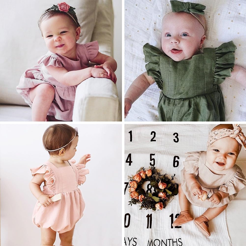 Simplee kids Baby Boys Girls Ruffle Romper Summer Outfit Jumpsuit Linen Bodysuits