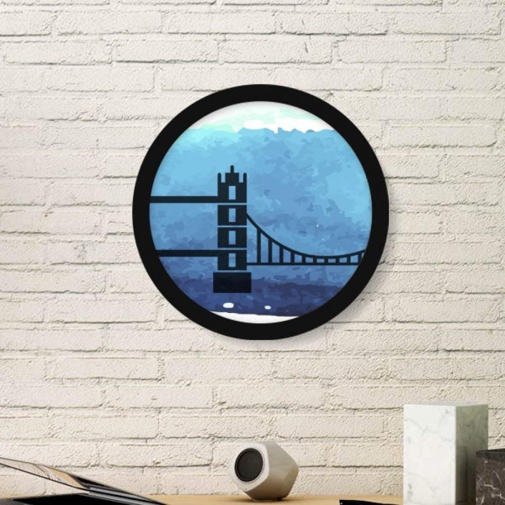 Sticker mural Tower Bridge cadre photo rond noir peinture art Royaume-Uni grand format