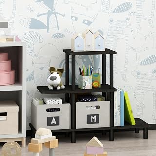 Furinno Turn-N-Tube Toolless 3-Tier Storage Shelves, Wide, Black Espresso