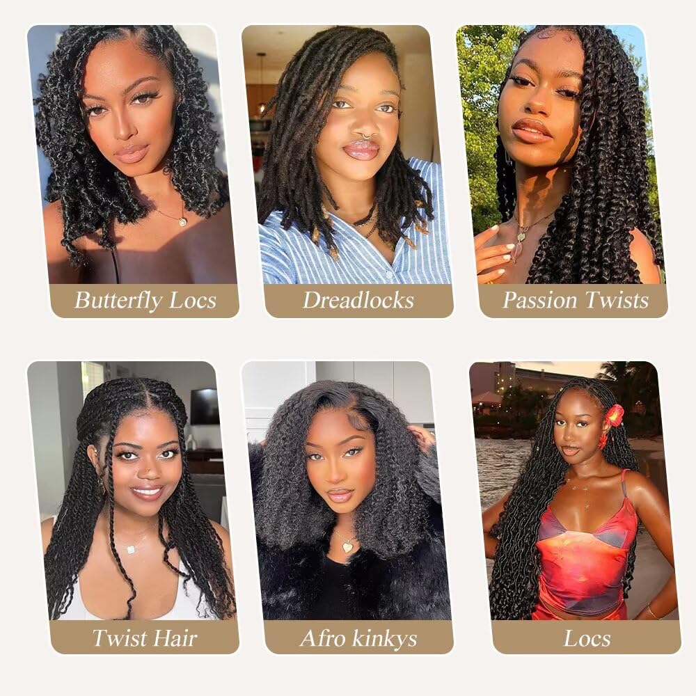 Spring Twist Hair Afro Kinkys Bulk Human Hair Bundles 14 Inch Pre-Separated Springy Afro Twist Hair Cuban Twist Crochet Hair Marley Twist Braiding Hair Dreadlock Extensions 4 Bundles 60g 1B
