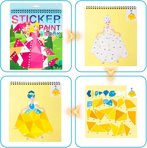 Miniatura 2 de Manualidades para niños de 4 a 8 años, libros de pintura adhesivos, calcomanías de princesa y caballos coloridos, calcomanías para niños, regalo de