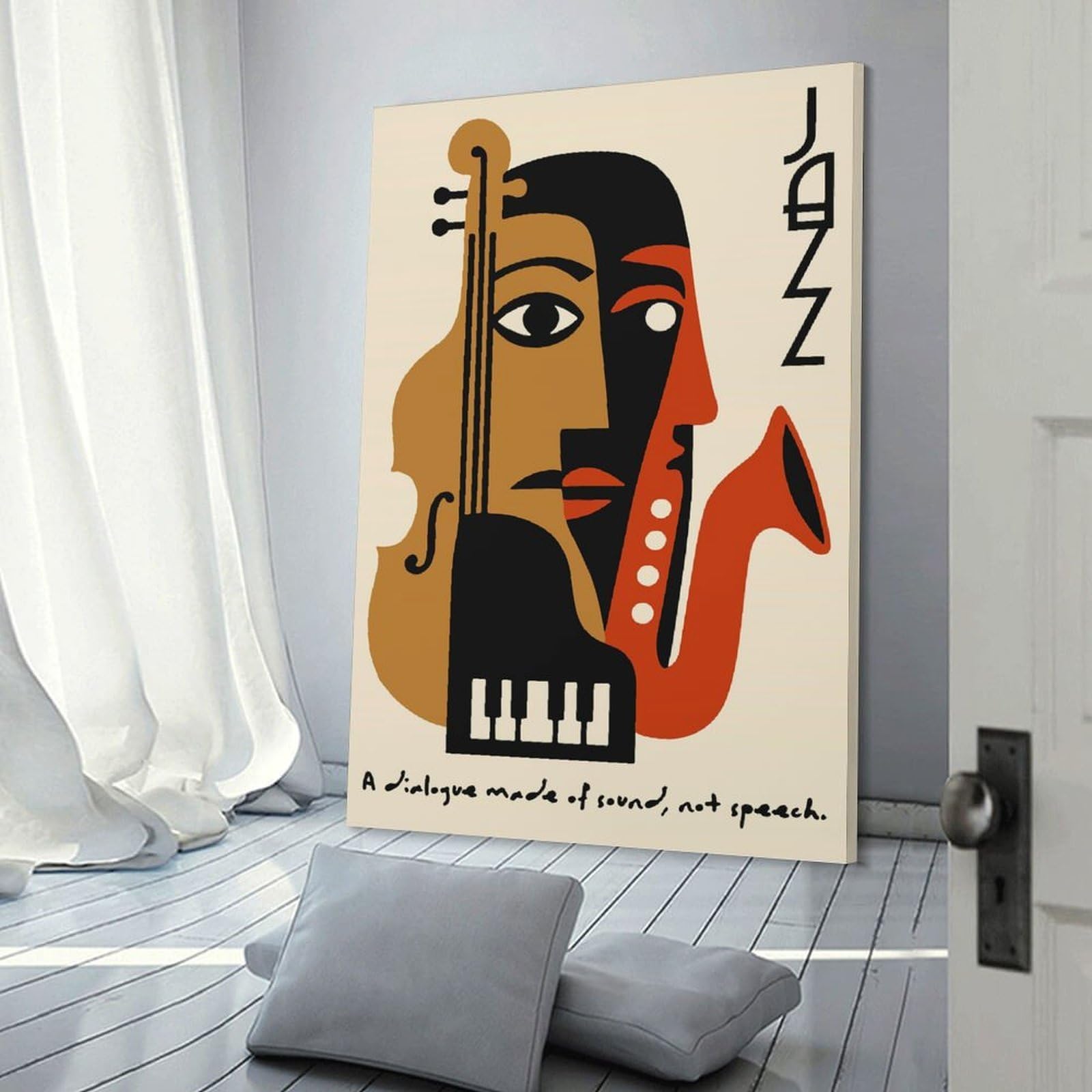 Junmoney Abstract Jazz Music Wall Picture Print 20x30inch(50x75cm), for Picture Wall Styling in Lounge Or Bedroom, Ideal for Building A Coordinated Art Wall