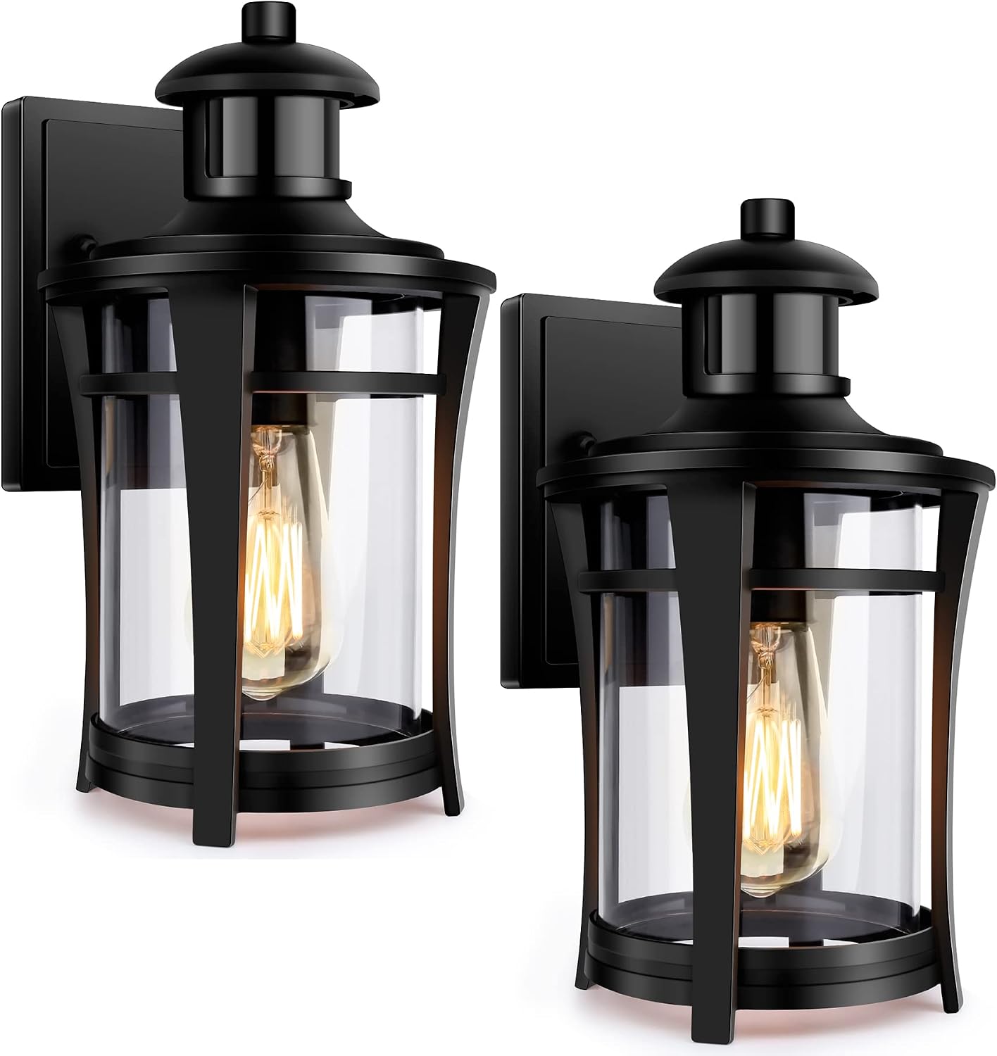 2-Pack Motion Sensor Outdoor Lights, Dusk to Dawn Porch Lights, 3 Modes Exterior Wall Light Fixture, Waterproof Aluminum Anti-Rust Lantern for House Outside Entryway, Motion Activated