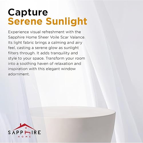 Miniatura 5 de Sapphire Home - 1 Cenefa de gasa translúcida, color liso, para decoración del hogar