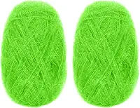 CAMAL Fio de poliéster para panos de prato para suprimentos de crochê, fio de tricô colorido brilhante para panos de prato, artesanato DIY, 2 pacotes 109 jardas por novelo (verde brilhante)