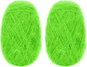CAMAL Fio de poliéster para panos de prato para suprimentos de crochê, fio de tricô colorido brilhante para panos de prato, artesanato DIY, 2 pacotes 109 jardas por novelo (verde brilhante)