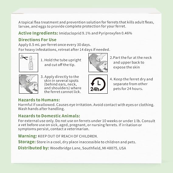 Ferret Flea Prevention, 4-Month Supply (2.5 ml High-Volume Tube) for Multi-Ferret Households, 1 lb+ | NDC Non-Nitenpyram Code