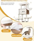 Hzuaneri Arbre à Chat avec Meuble Litiere Chat, 173 cm, Blanc et Marron - 7