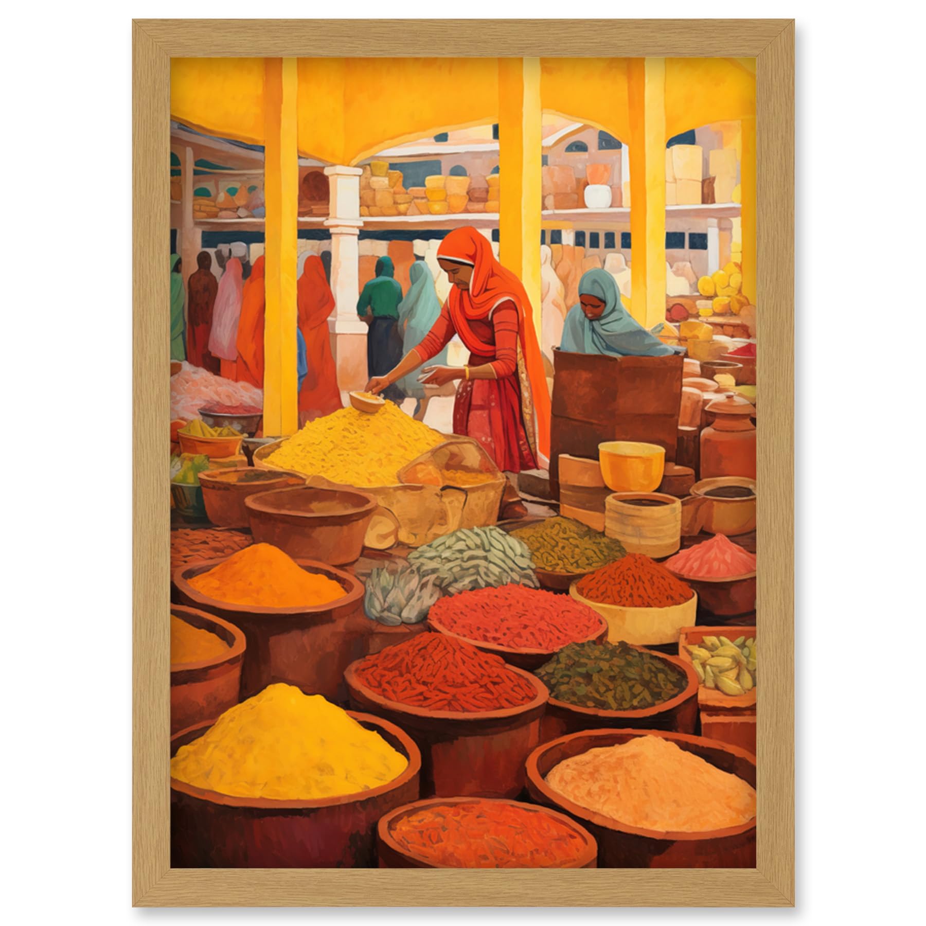 Artery8 The Spice Market Asian Herbs and Spices Colourful Kitchen Artwork Framed Wall Art Print A4