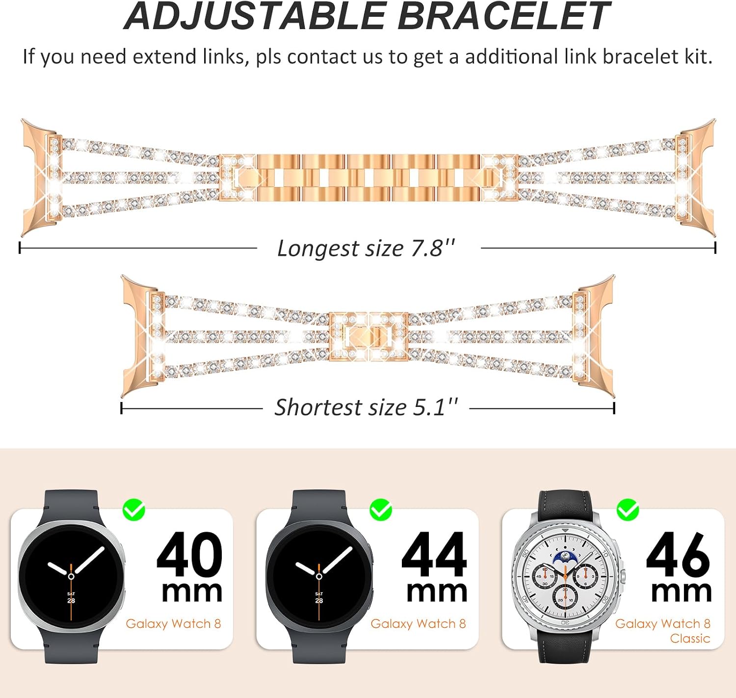 Surace Metal Strap Compatible for Galaxy Watch 9 8 Band 40mm 44mm for Women image 5