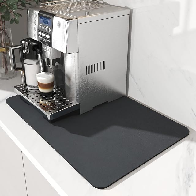 AMOAMI Dish Drying Mat for Kitchen Counter-Coffee Mat Bar Accessories Hide Stain Rubber Backed Absorbent Fit Under Coffee