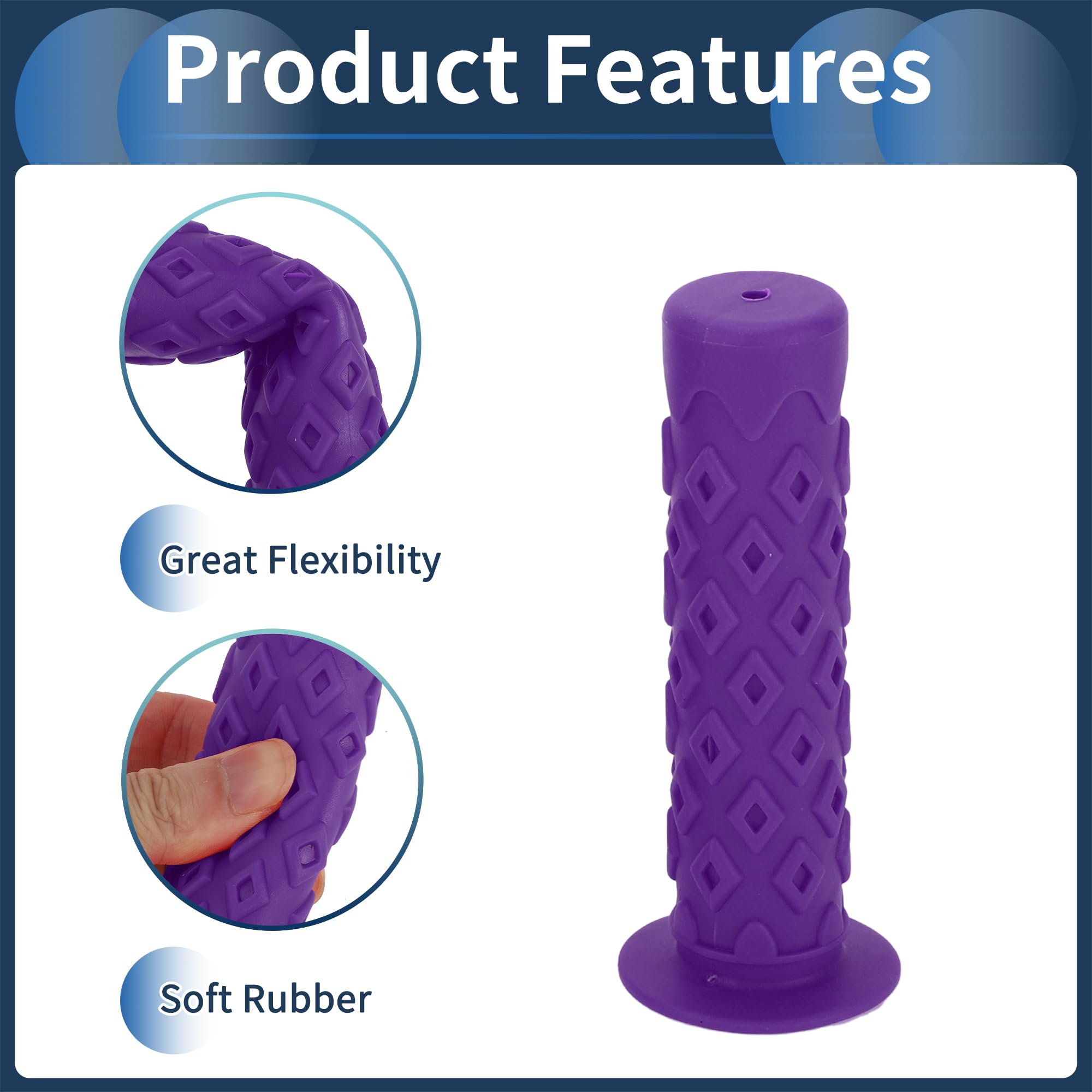INFINAUTO Bike Handlebar Grips Covers, 120mm Bicycle End Grips Protector Rubber Purple, Lightweight 1 Pair - Image 4