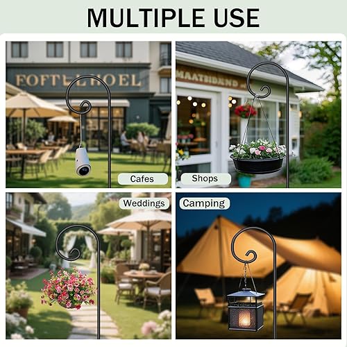 Miniatura 7 de BEAU JARDIN - Paquete de 2 cayados con gancho curvo de 65 pulgadas de alto 12 pulgadas de diámetro, de metal sólido de alta calidad, no hueco, para