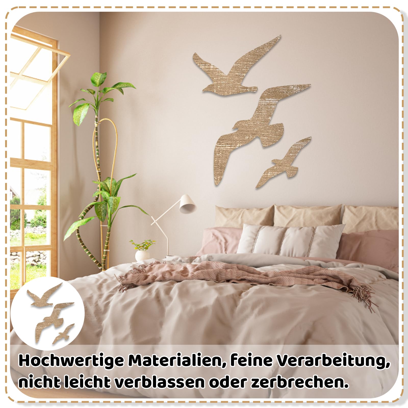 Arte Pared Náutico Decoración Mural Gaviotas BOXOB - 3 Piezas Madera Autoadhesivas Tema Náutico Gaviotas Madera
