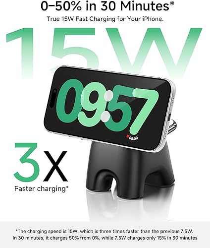 Miniatura 2 de Estación de carga inalámbrica magnética 2025, soporte de cargador ultrarrápido de 15 W para iPhone 17, 16, 15, 14, 13, 12 Pro Max, 5 W para Apple