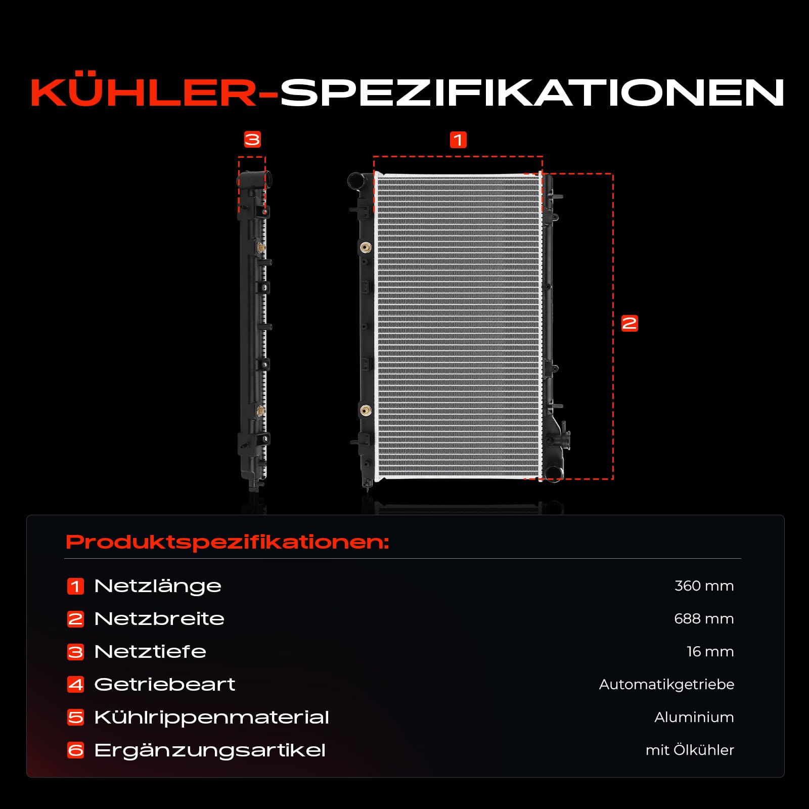Frankberg Kühler Motorkühlung Wasserkühler Kompatibel mit Forester SG 2.0L 2.5L Benzin 2002-2012 Replace# 45119SA060