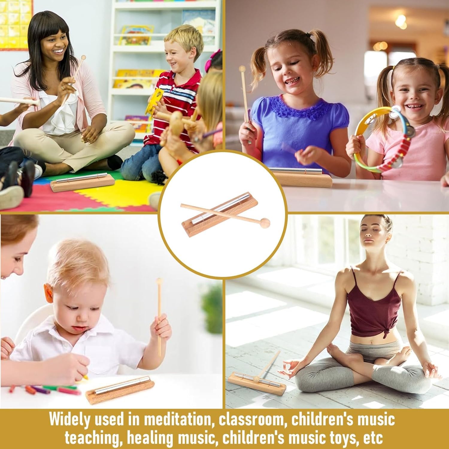 Perkussions Windspiel,Solo Meditation,Percussion-Handglocke,Energy Klangstab,Energy Chimes Musikinstrument,Chime Klangstab Holz für Gebet,Yoga,Heilung,Klassenzimmer