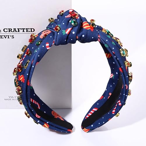 Miniatura 3 de HZEYN Diademas de Navidad para mujer, diadema con luz de Navidad, diadema con lazo de cristal para Navidad, accesorios de Navidad, regalos (luces de