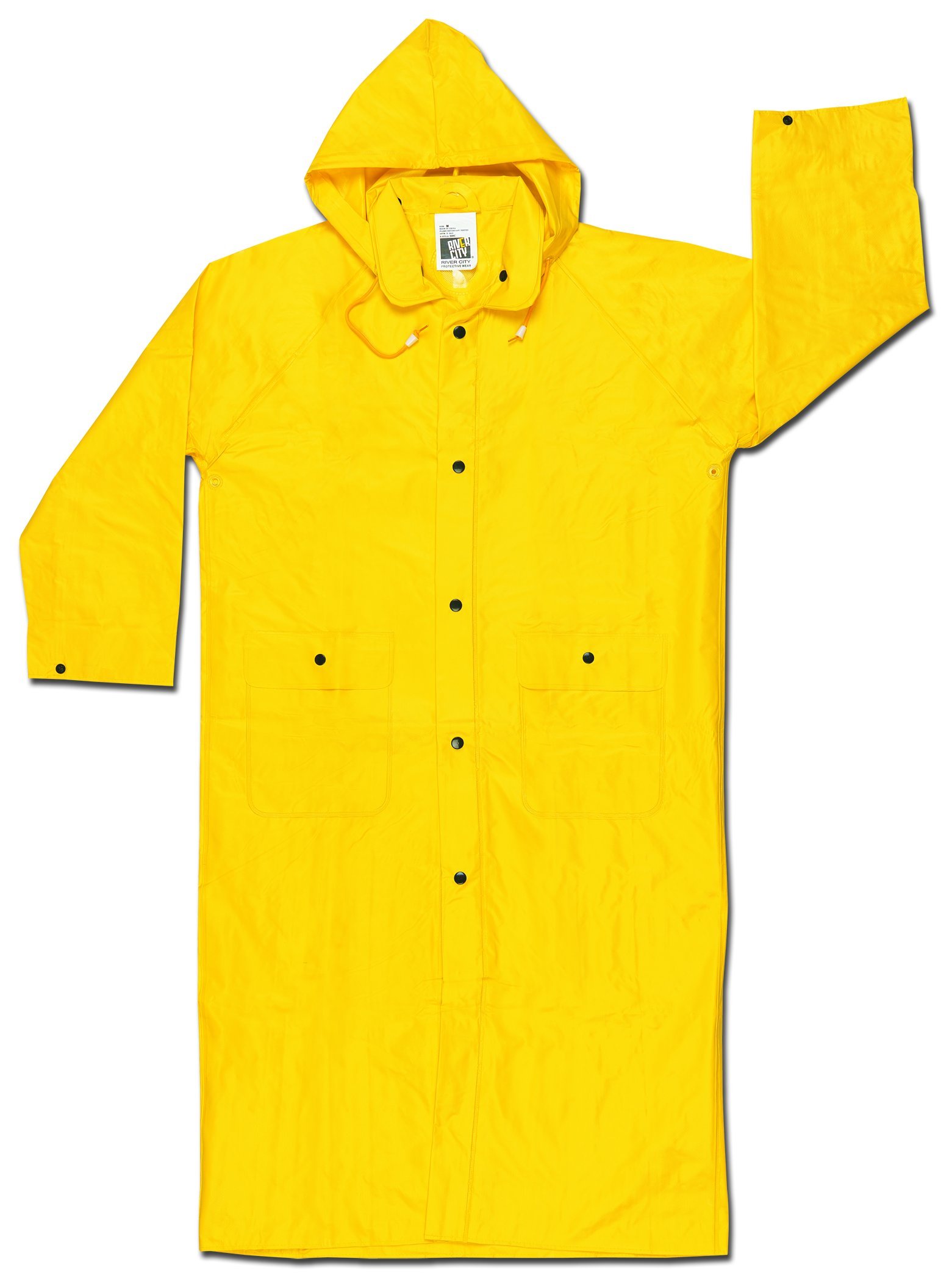 MCR Safety 300CL Wizard PVC/Nylon Flame Resistant Coat with Detachable Hood, Yellow, Large
