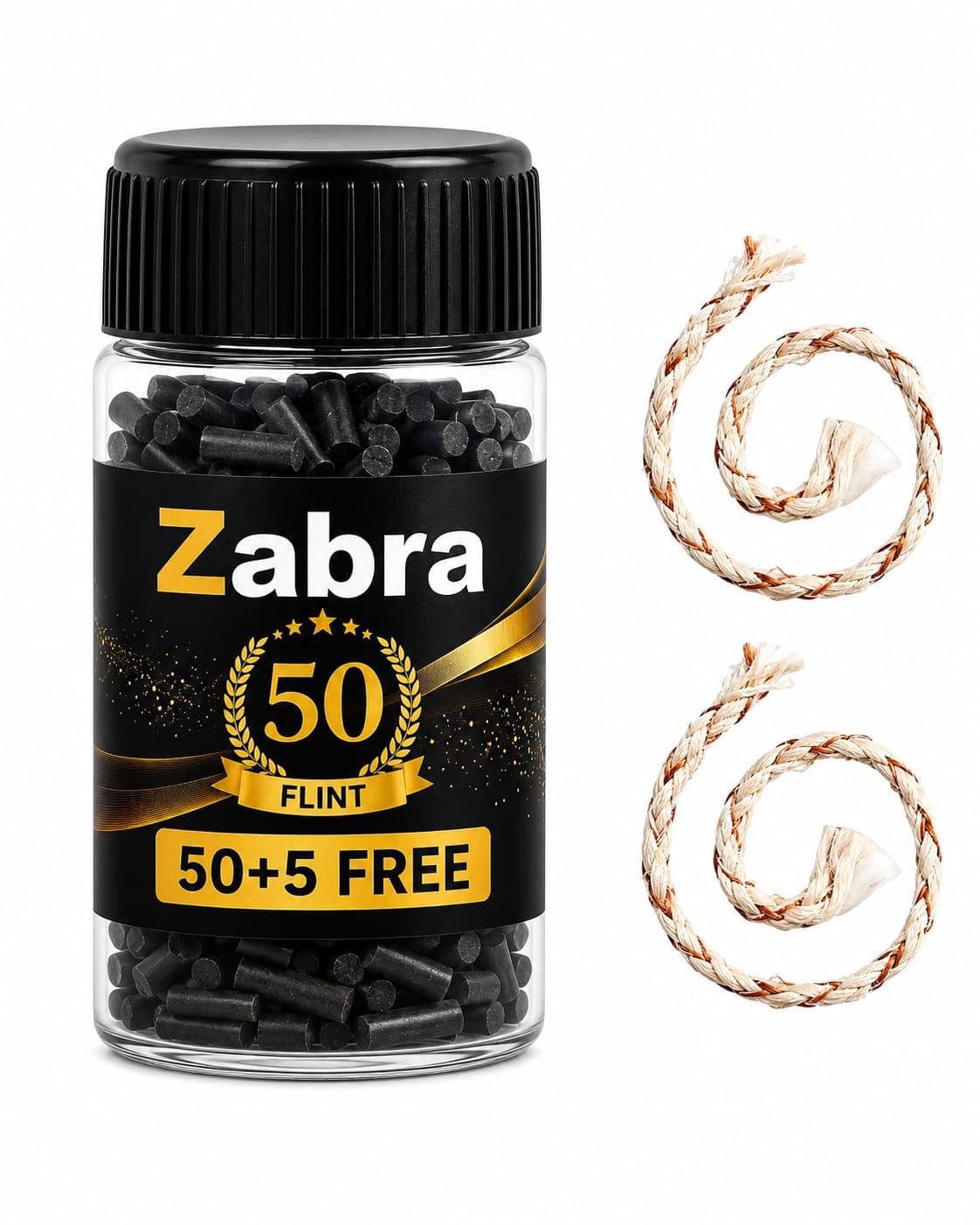 ZABRA Universal Lighter Flint Stone Black 50 with Free 02 Wicks | Genuine Flint Pellets for Petrol & Fluid Lighters | Strong Spark Fire Starter Replacement Flint | Lighter Repair & Maintenance Kit-image-40