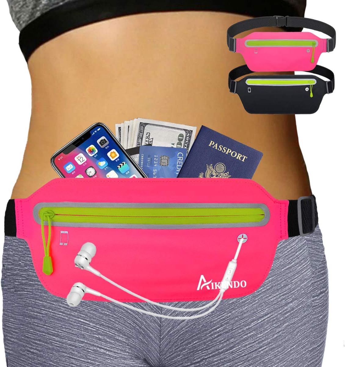 Slim Running Belt Fanny Pack,Fitness Workout Exercise Waist Bag Pack Compatible with iPhone 13 12,Light Runners Belt Travel Money Belt for Men Women…