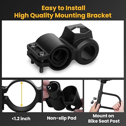 Miniatura 5 de NDakter Candados de bicicleta resistentes antirrobo, cerradura en U para bicicleta con cadena de 4 pies y soporte, candado eléctrico de bicicleta de