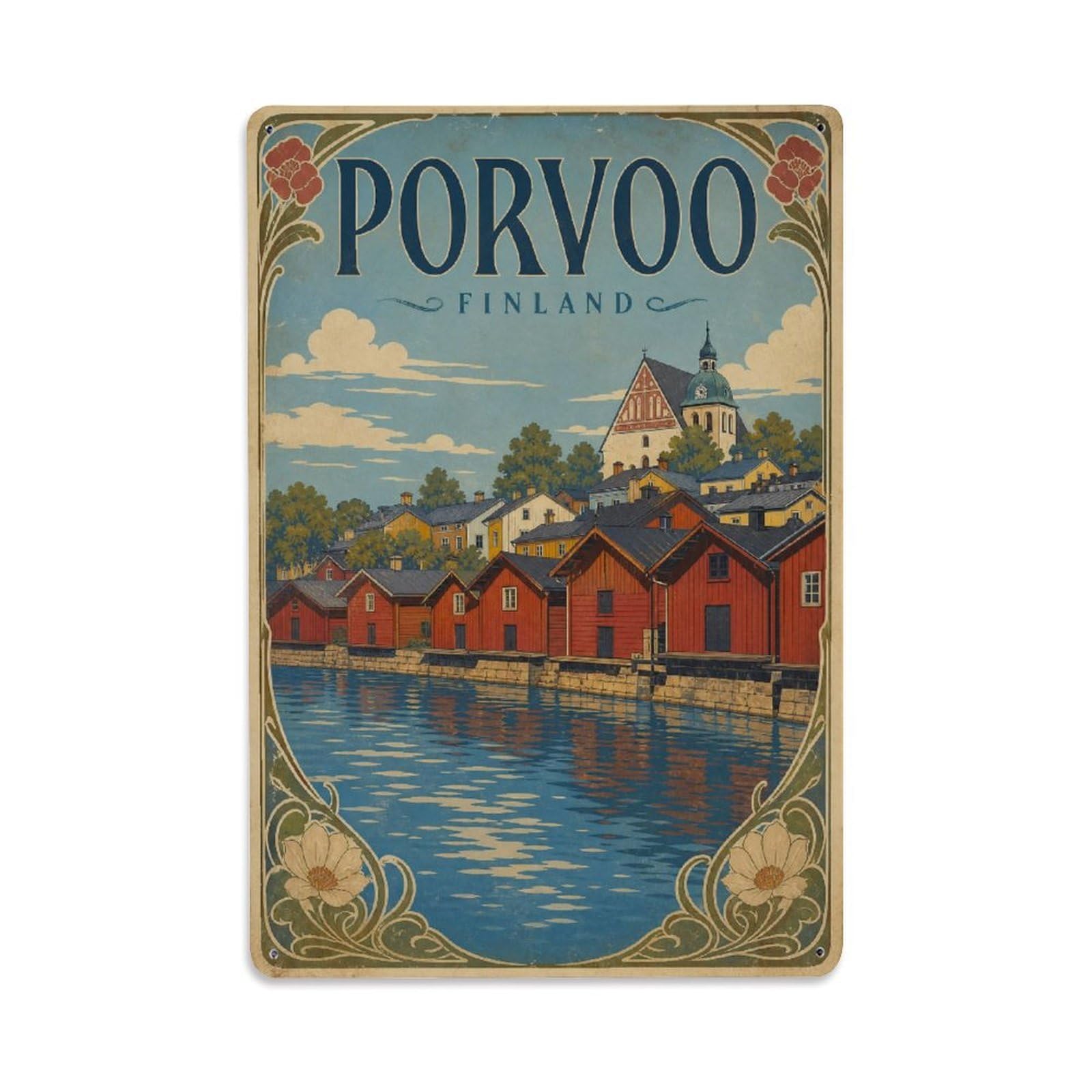 Vintage Travel Finland Porvoo Metal Tin Sign