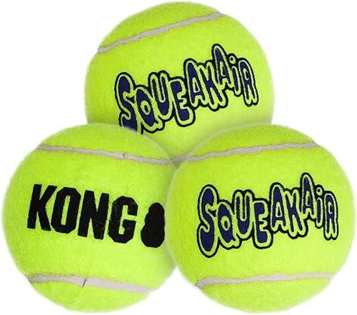 Miniatura 1 de KONG Air Dog Squeakair - Pelotas de tenis para perros, tamaño mediano, (paquete de 3)