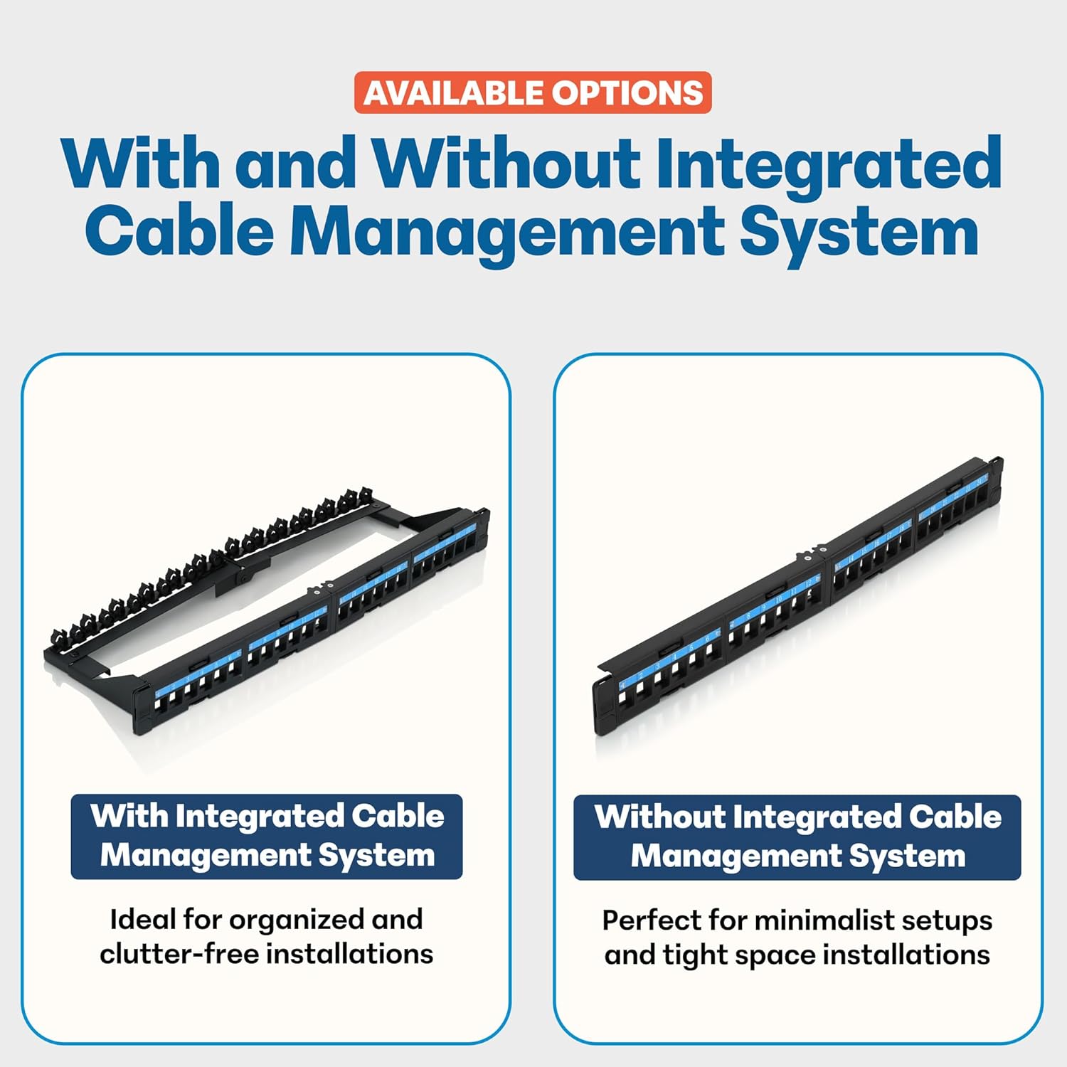 Everest 24 Port Keystone Patch Panel (2-Pack) - Removable 6-Port Panels - Use with Slim Profile Keystones ONLY (Wider Jacks May not fit Side by Side)