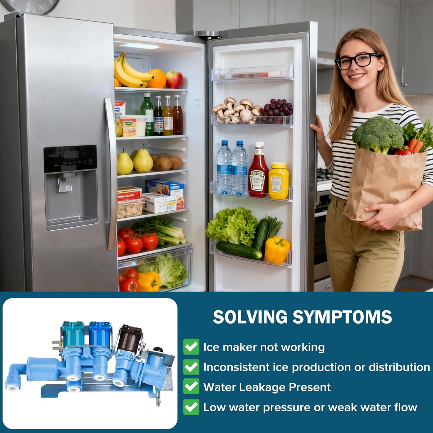 242253002 242102201 Refrigerator Water Inlet Valve Replace Part: 2689640, AP5669874, PS7321353, EAP7321353, Compatible with Frigidaire Electrolux Kenmore Crosley Ikea, etc Refrigerators