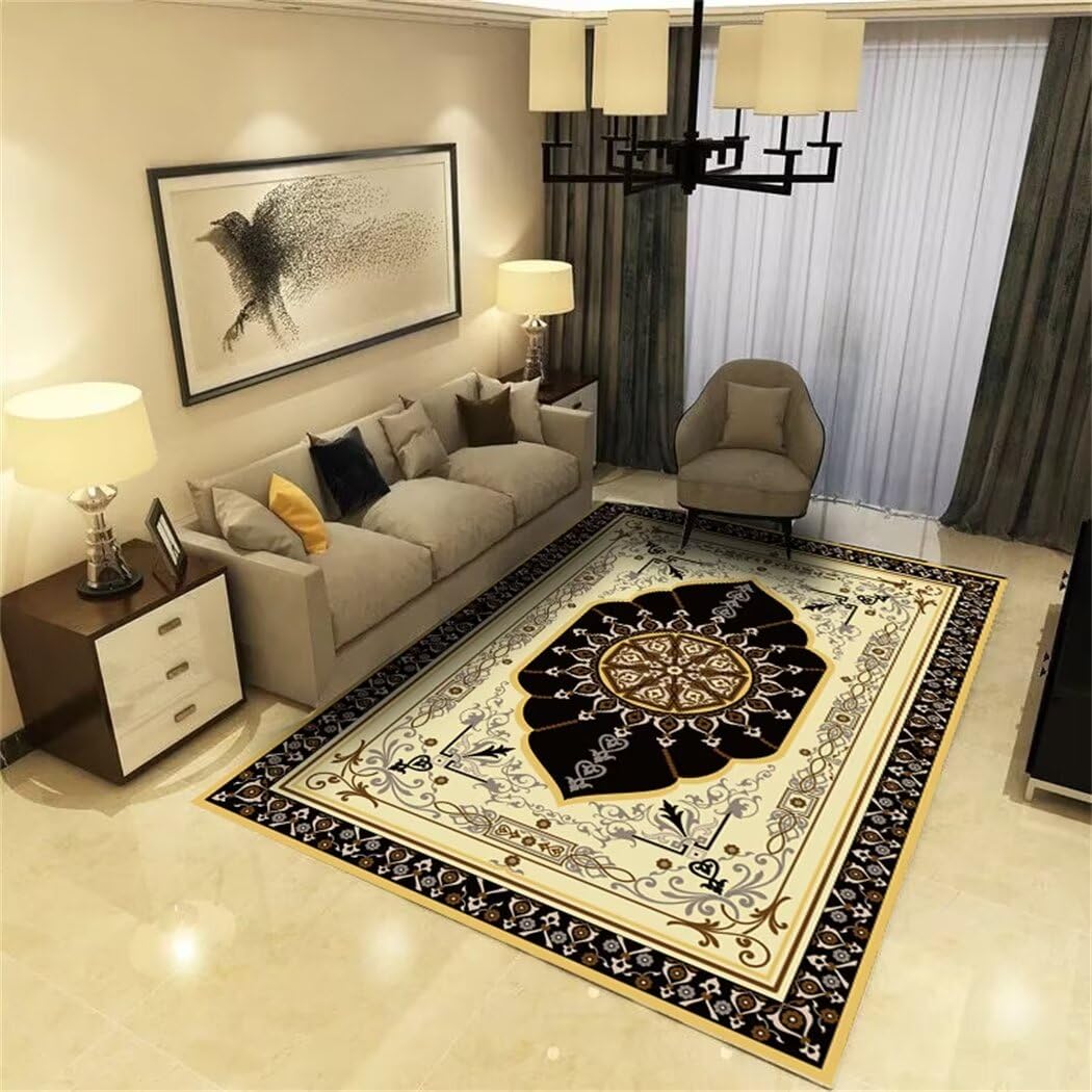 Tapis de salon lavable grand format 170x240 cm tapis enfant anti-poussière floral rétro