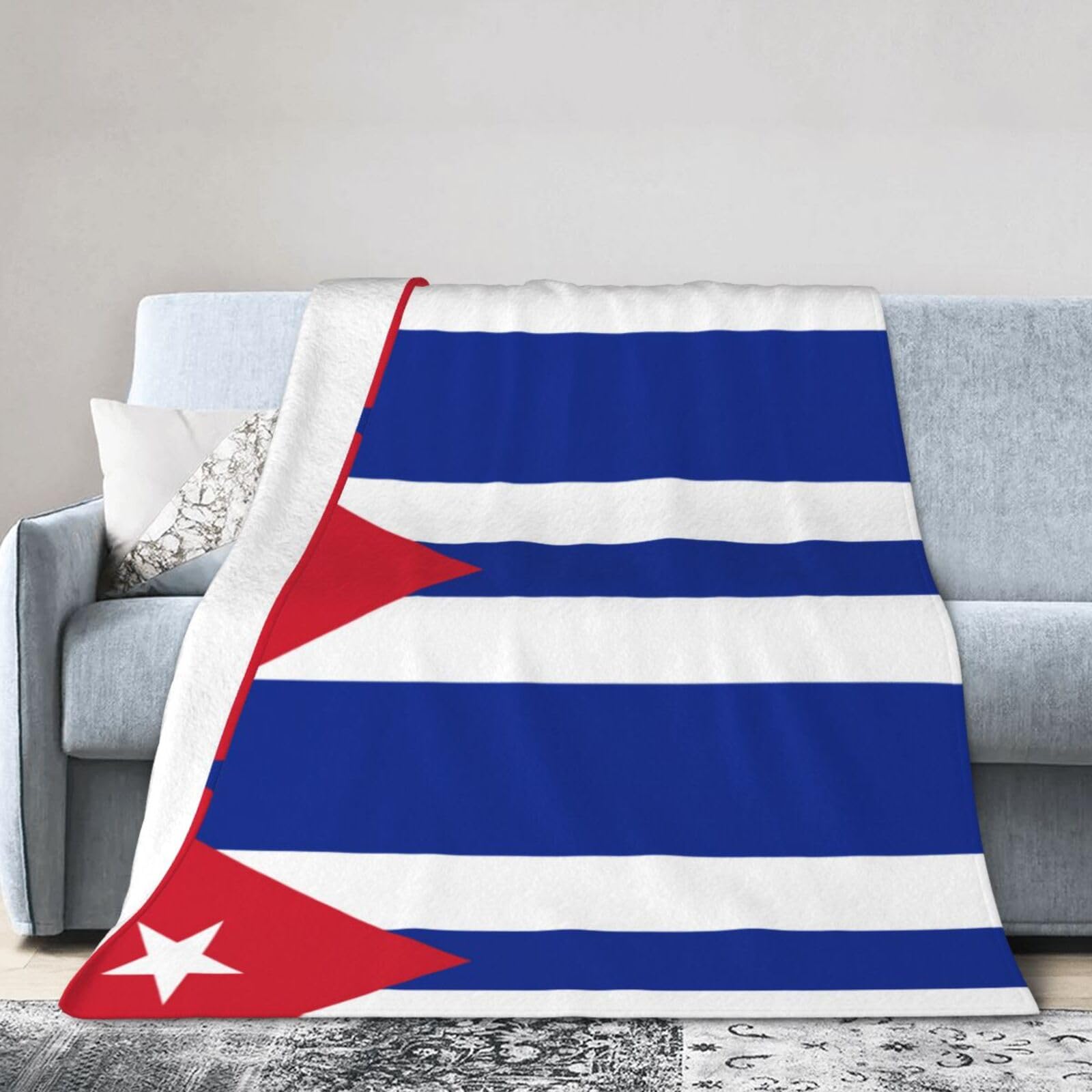 Cuban Flag 50"x40" Fleece Blanket, Full Size, Super Soft, Suitable for Bed, Sofa, Camping, All Seasons