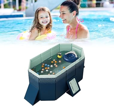 Dog Pool for Large Dogs, Robust and Non-Slip Paddling Pool for Dogs, Foldable Dog Pool with Drain Valve, Swimming Pool for Children and Large Small Dogs 160cm