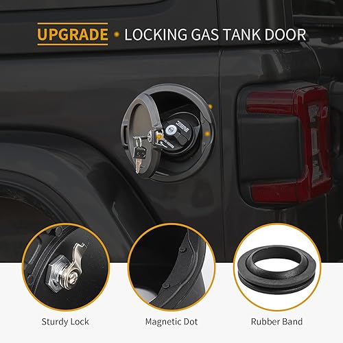 Miniatura 3 de Tapa de depósito de gasolina con cierre de puerta, accesorios exteriores para Jeep Wrangler JL JLU 2018-2023, color azul