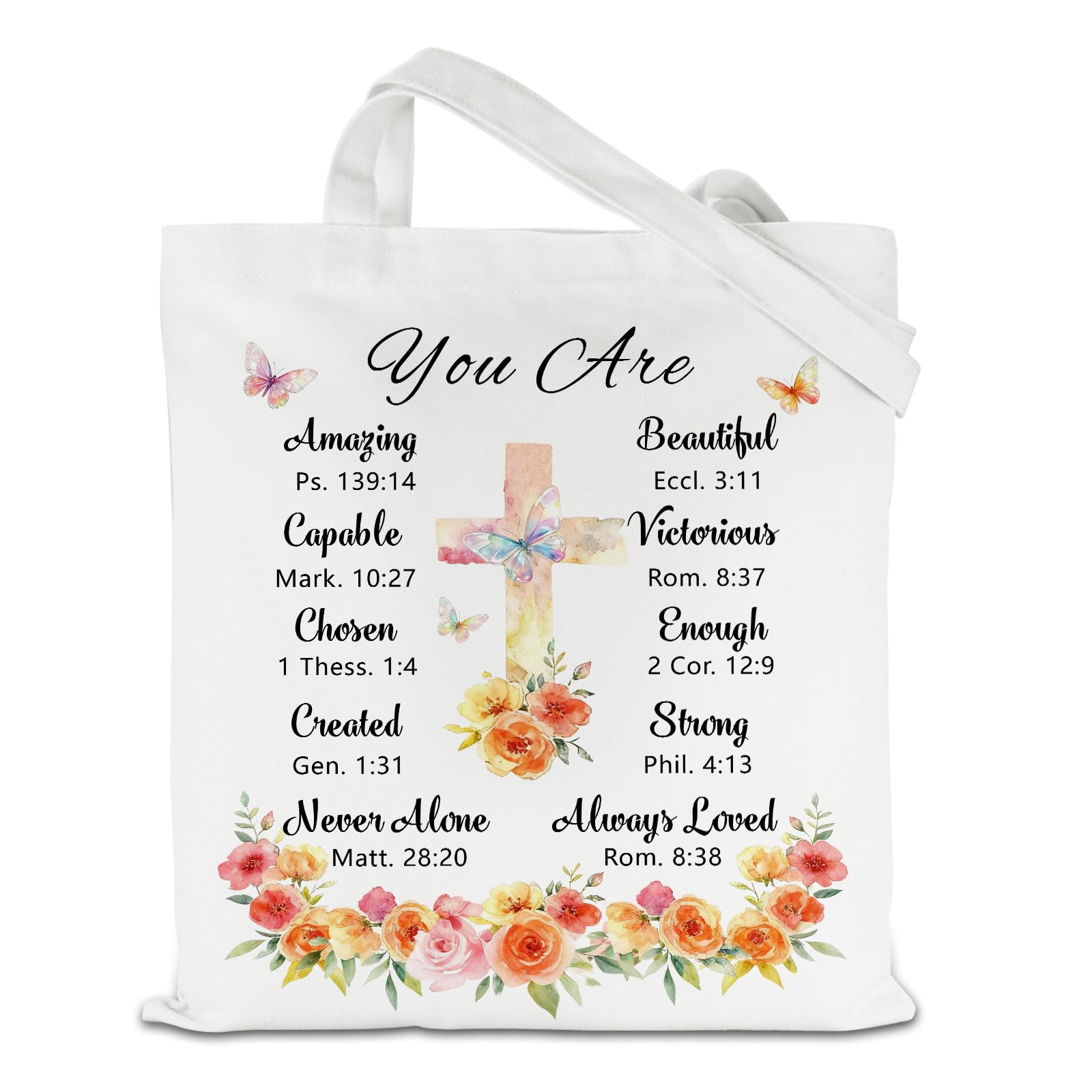 Bible Tote Bag Gifts for Women Christian Biblical Gifts for Woman Friends Church Canvas Bag School Supplies Tote