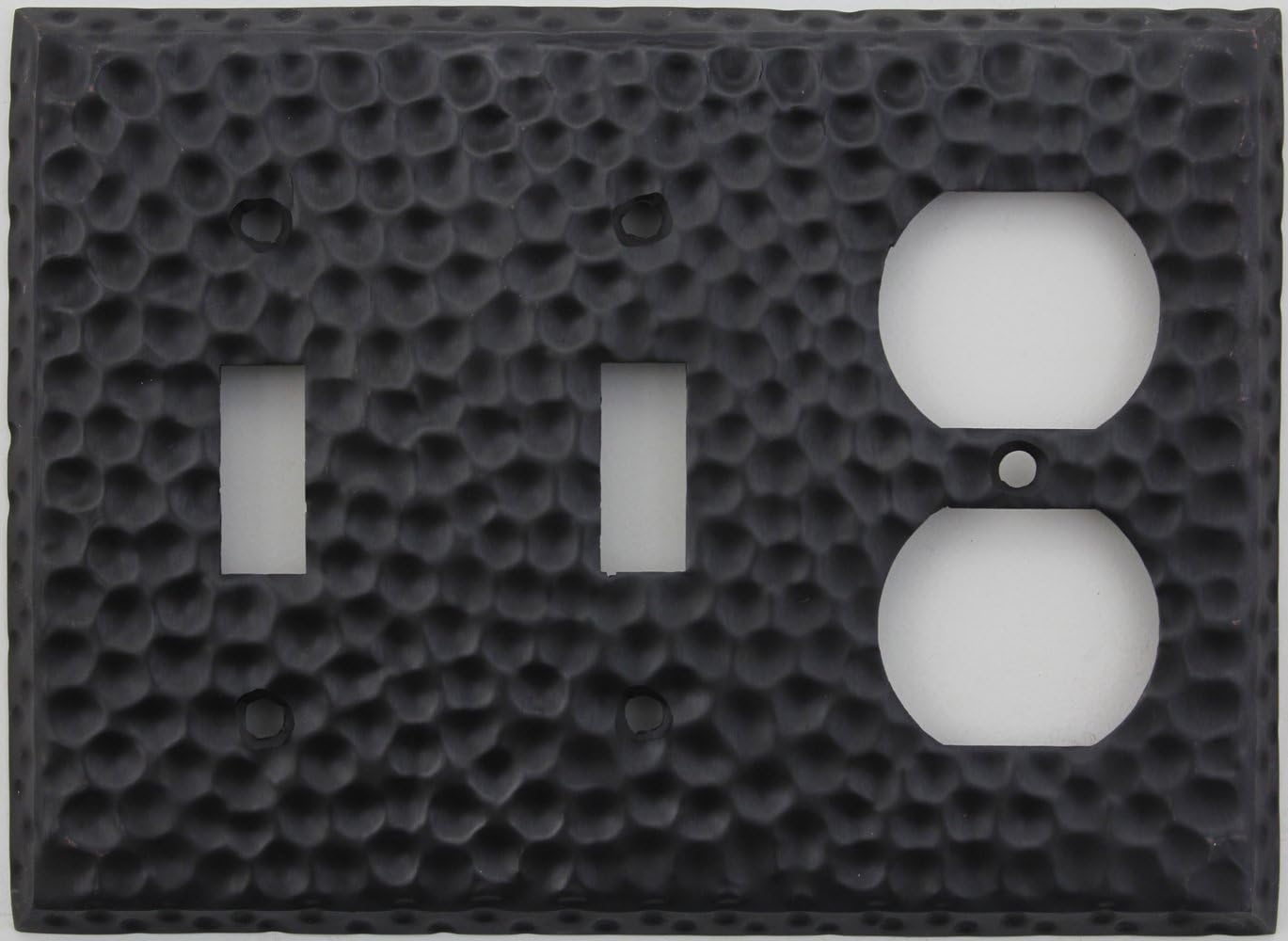 Classic Accents Hammered Matte Black Wall Plate - Three Gang Two Toggles One Duplex Outlet