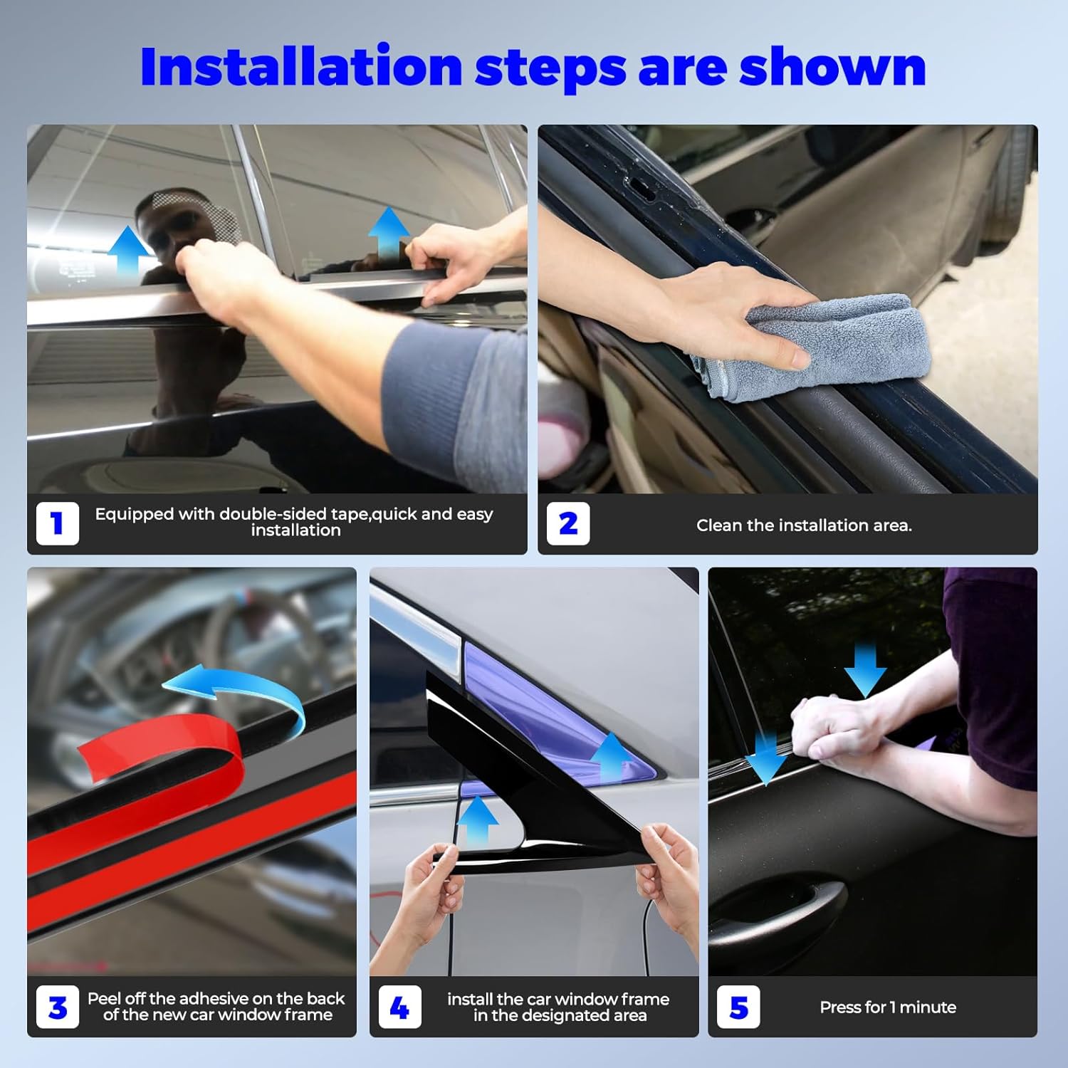 Window Trim Chrome Delete Kit for Cadillac XT4 2020-2024 Gloss Black Window Trim Overlay Cover Stainless Steel Blackout Molding