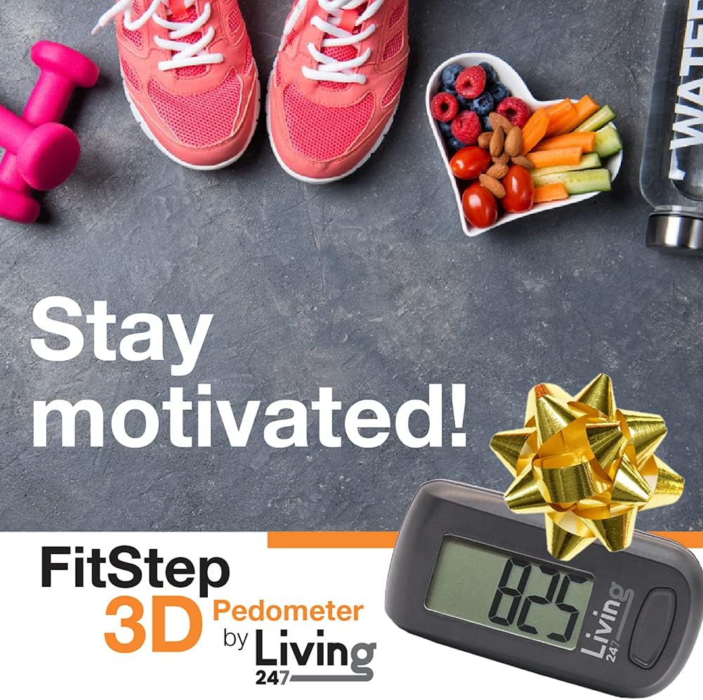Living247 FitStep 3D Pedometer for Seniors, Easy to Use One Button Step Counter Step Tracker : Sports & Outdoors