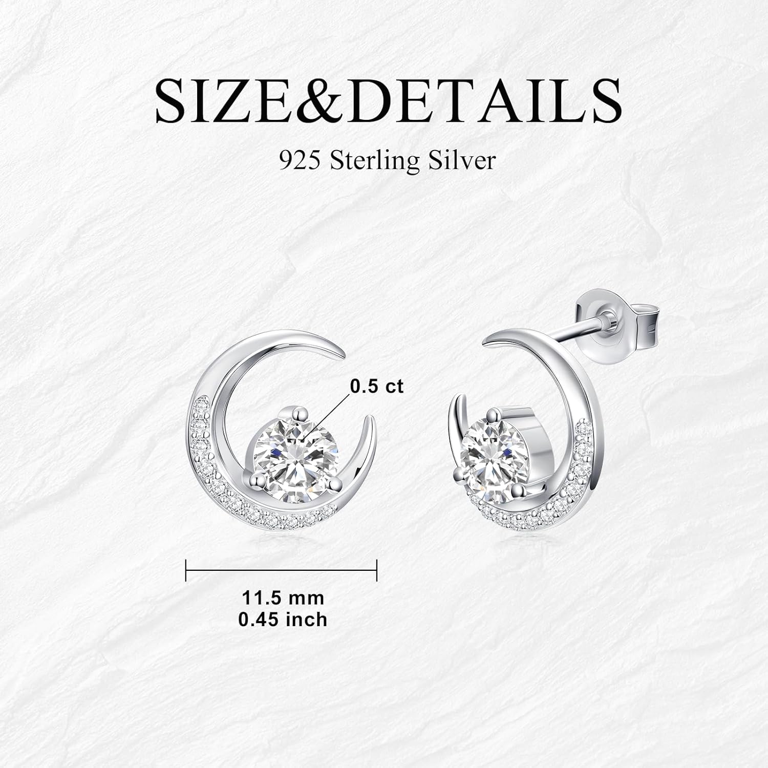 Moon Stud Earrings For Women 925 Sterling Silver Moissanite Earrings Dainty Crescent Moon Earring Stud Gift Jewelry For Her - Image 5