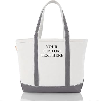 CB STATION Medium Classic Personalized Monogram Canvas Tote Bag for Women Customized Gift for Birthday, Wedding | 18oz canvas