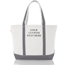CB STATION Medium Classic Personalized Monogram Canvas Tote Bag for Women Customized Gift for Birthday, Wedding | 18oz canvas