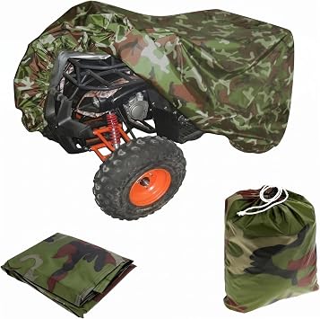 Atv Cover Waterproof Outdoor Heavy Duty Double-Layer 4 Wheeler Cover Protection for All Season Camouflage XXL