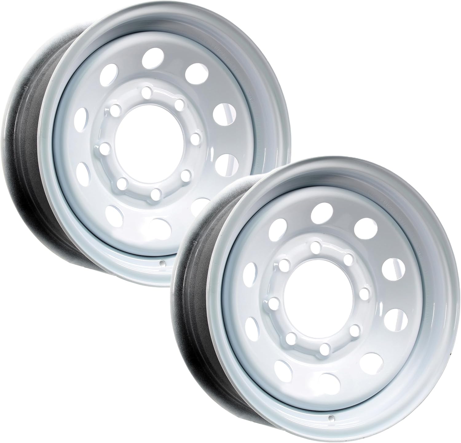 eCustomrim 2-Pack Heavy Duty Equipment Trailer Rims Wheels 16 Inch 16X6 8 Lug White Modular