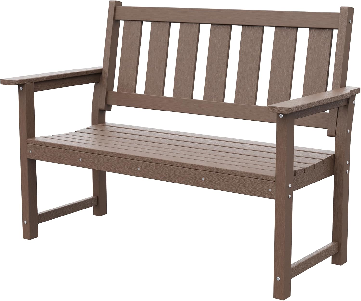 HDPE Outdoor Bench – 50'' Weatherproof Durable Garden Bench, 2-Person Park Bench, Multi-Purpose Design Ideal for Porch, Patio, Church, and School (Black)