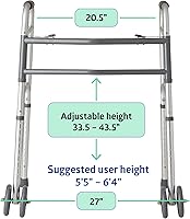 Vista 6 de Medline Andador plegable bariátrico resistente con ruedas de 5 pulgadas y asas duraderas, capacidad de peso de 500 libras