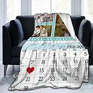 Personalized Anniversary Blanket for Couple - Customized Photos Blanket for Valentine, Birthday, Romantic Gifts - 50"x40"