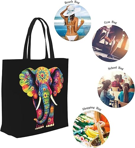 Miniatura 2 de Bolsa de lona grande para mujer, bolsa de hombro casual, reutilizable, multiusos, bolsa de compras para exteriores