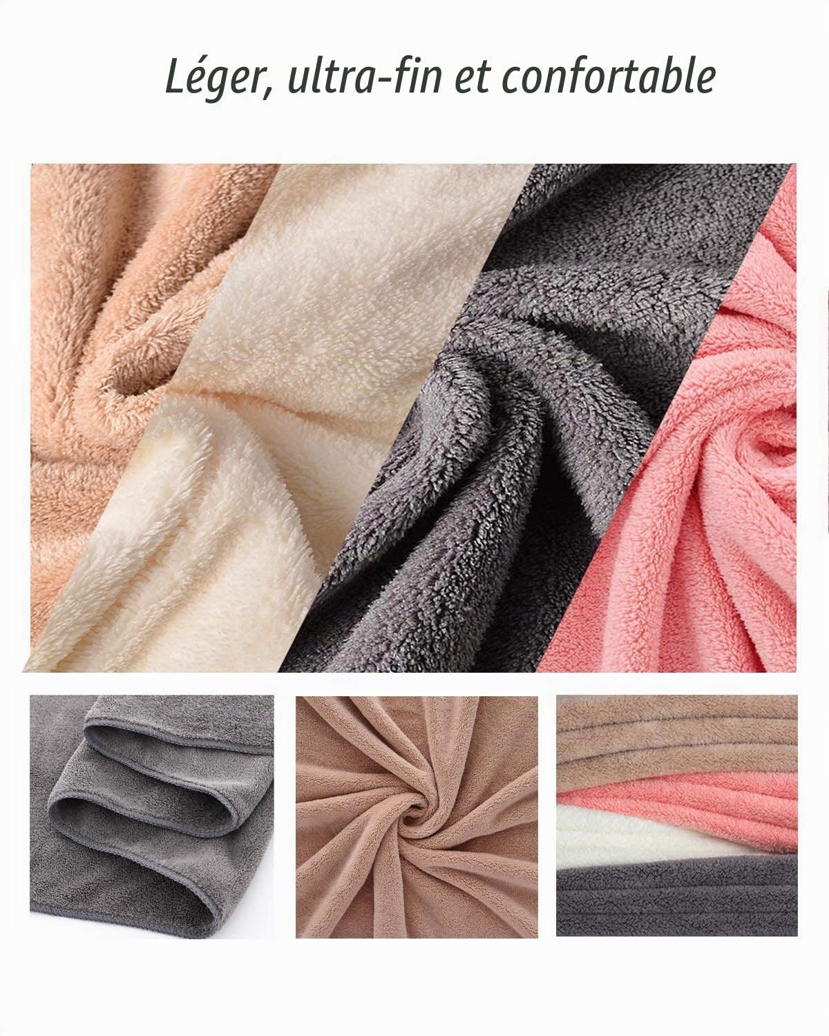 Lumimi Lot de 8 serviettes microfibre douces, 4 serviettes de bain, 4 essuie-mains, séchage rapide, léger pour salle de bain, salle de sport, salon de coiffure, multicolore