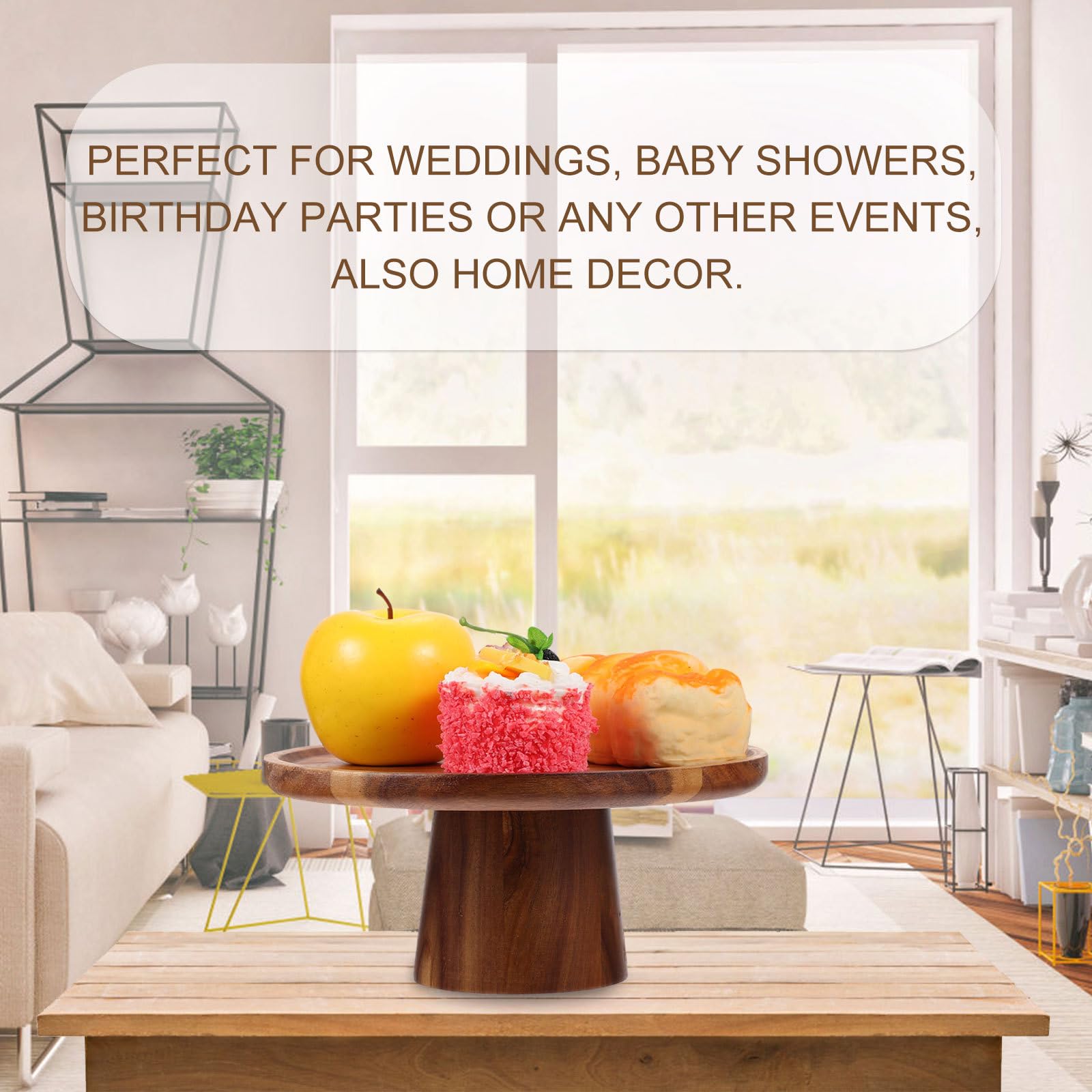Uonlytech Présentoir à Gâteaux en Bois Rond, Support de Table pour Buffet Traiteur et Présentation de Layer Cakes